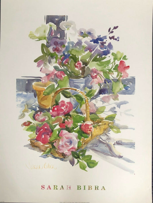 Basket of Flowers by Sarah Bibra (Art Print, 45.5cm x 61.5cm)