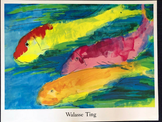 Three Fishes by Walasse Ting (Colour Art Print, 90cm x 70cm)