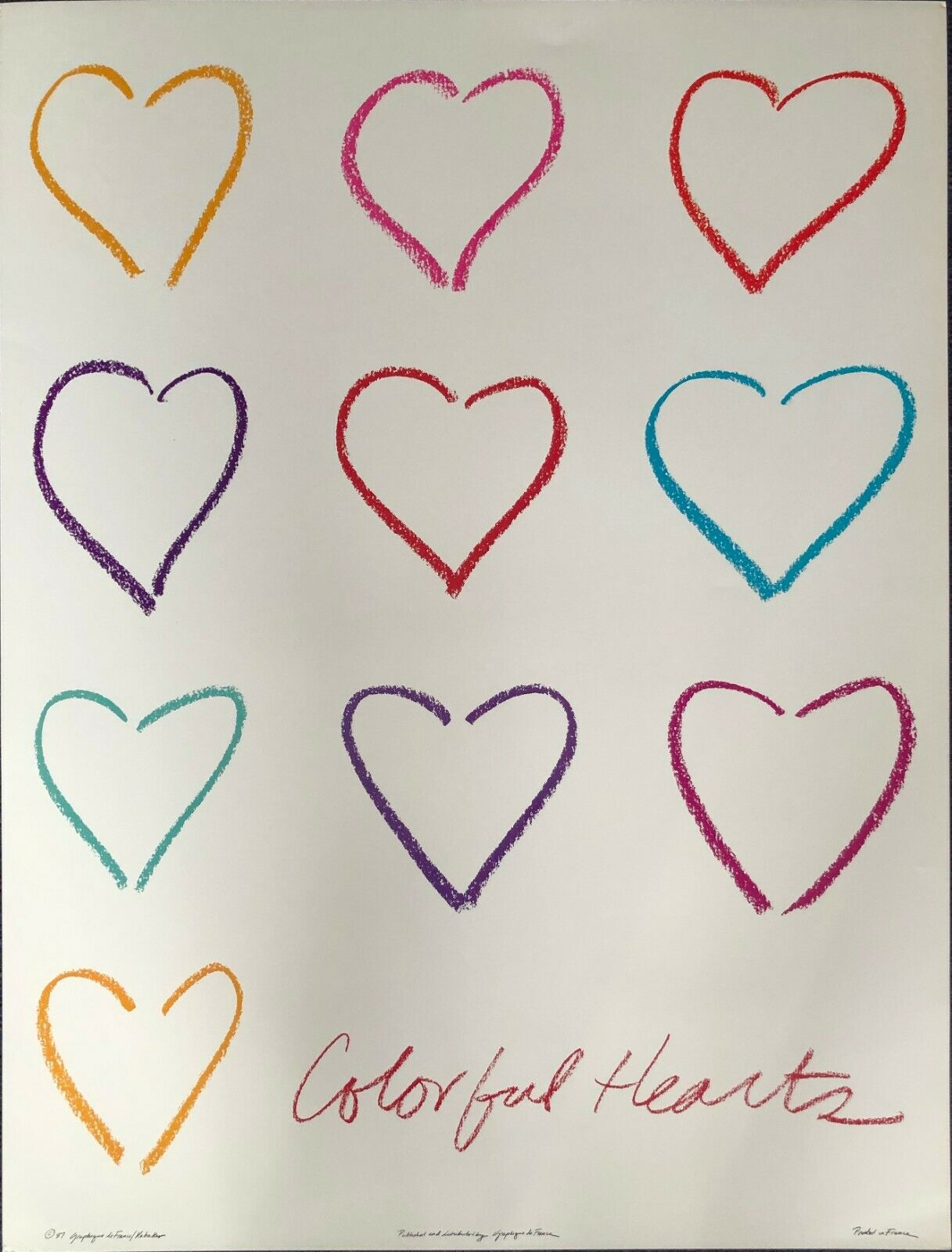 Colourful Hearts (Artist Unknown, Colour Print, 50cm x 70cm)