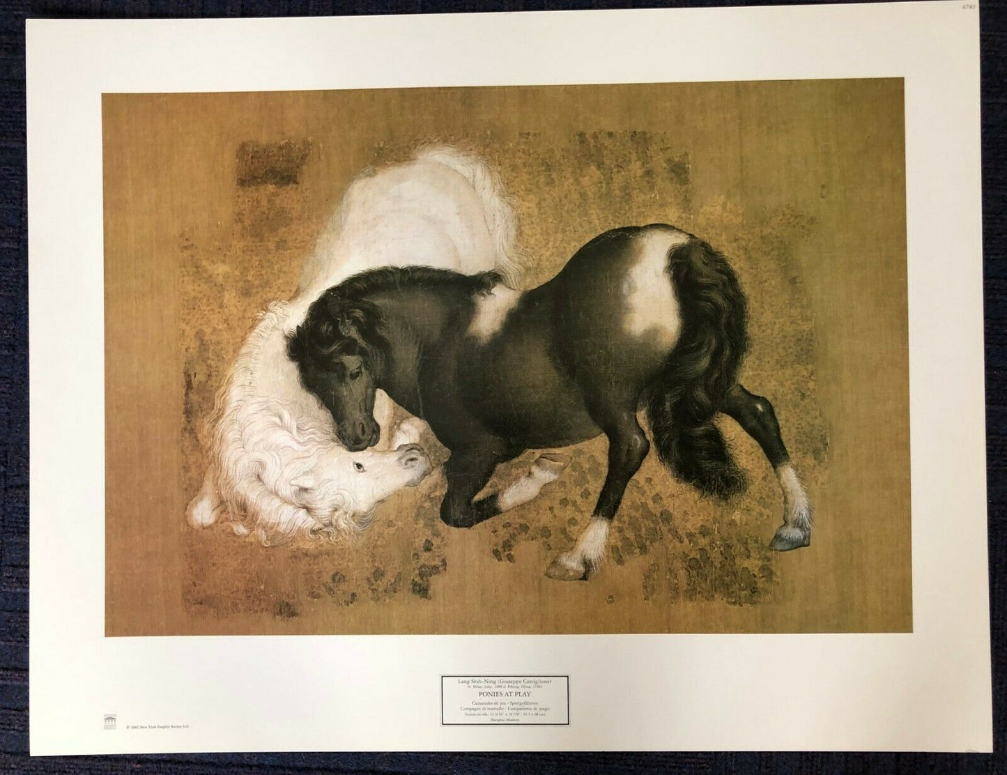 Ponies at Play by Guisseppe Castiglione (Museum Print, 65.5cm x 51cm)