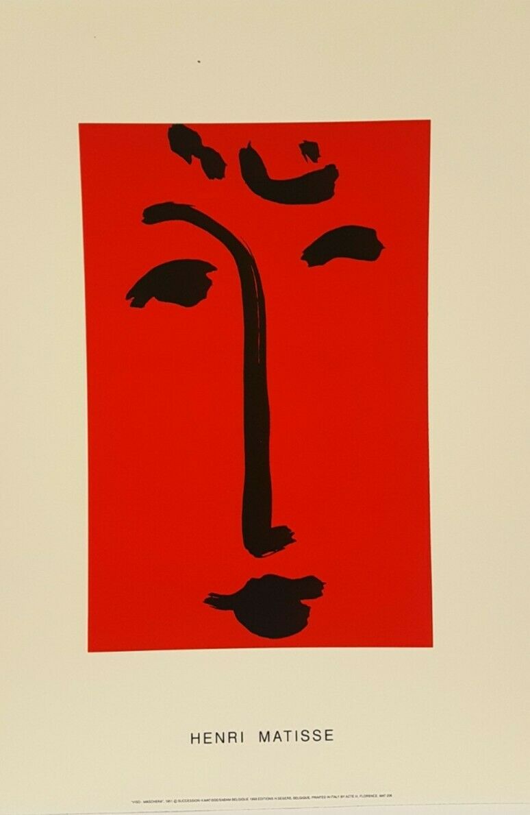 Viso Maschera [Red] by Henri Matisse (Silk Litho Print, 50.5cm x 70cm)