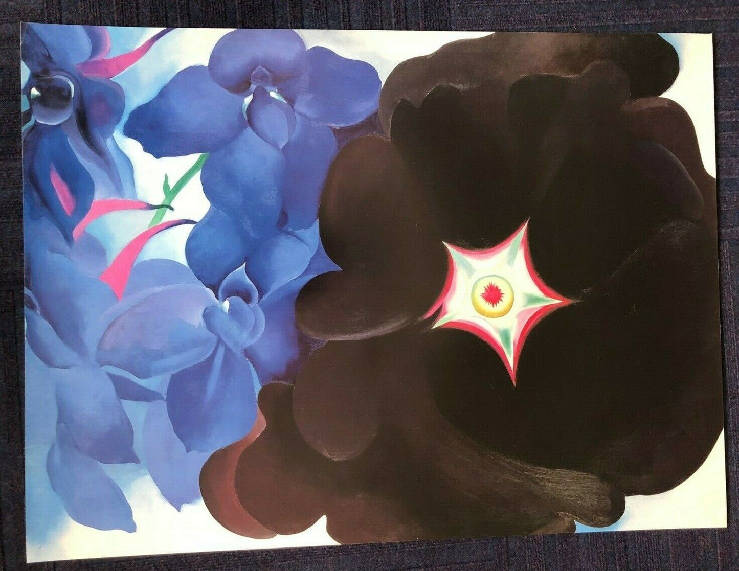 Black Hollyhock & Blue Lockspur by Georgia O'Keeffe (86cm x 64cm)