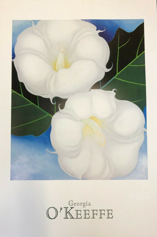 Two Jimson Weeds With Green Leaves and Blue Sky - Georgia O'Keefe (61cm x 102cm)