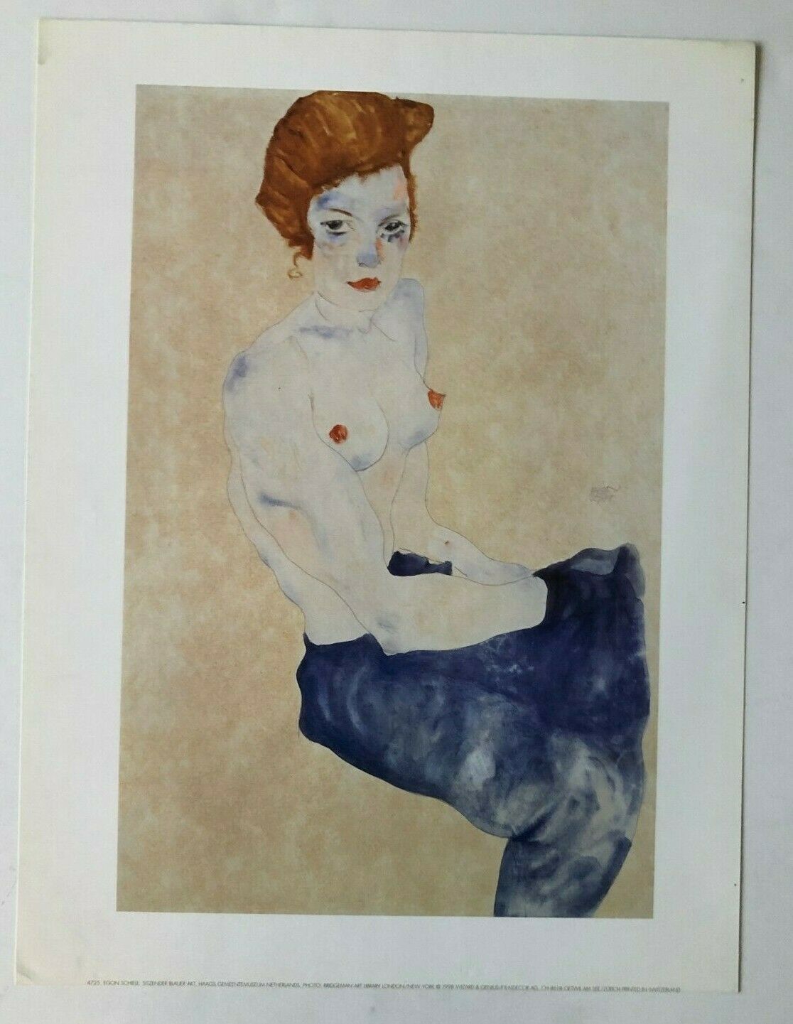 Sitzender Blauer Akt by Egon Schiele (30cm x 40cm)