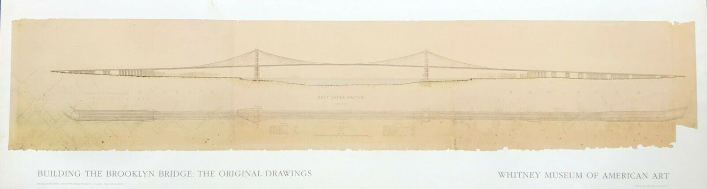 Building Brooklyn Bridge by W. Hildenbrand (Art Print, 150cm x 41.5cm)