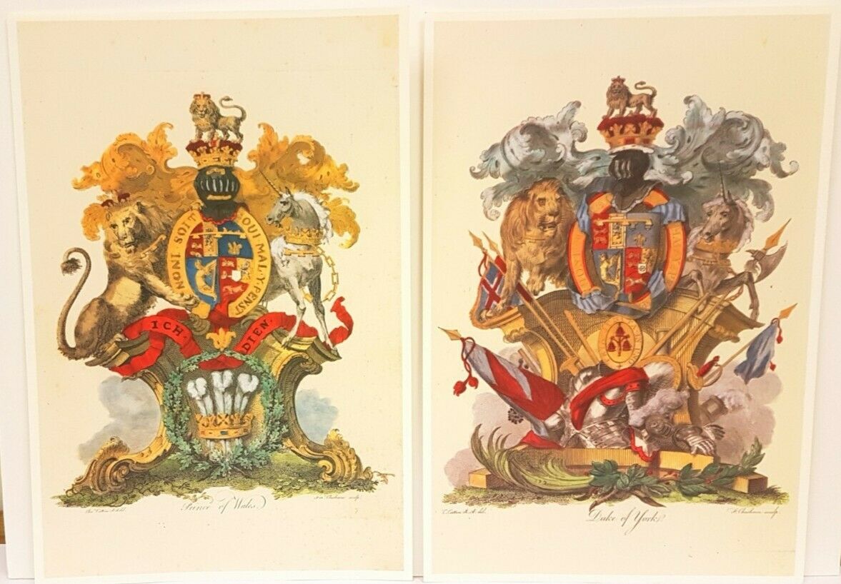 The Prince of Wales & Duke of York Emblems (Set of 2 Prints, 26.5cm x 39.5cm)