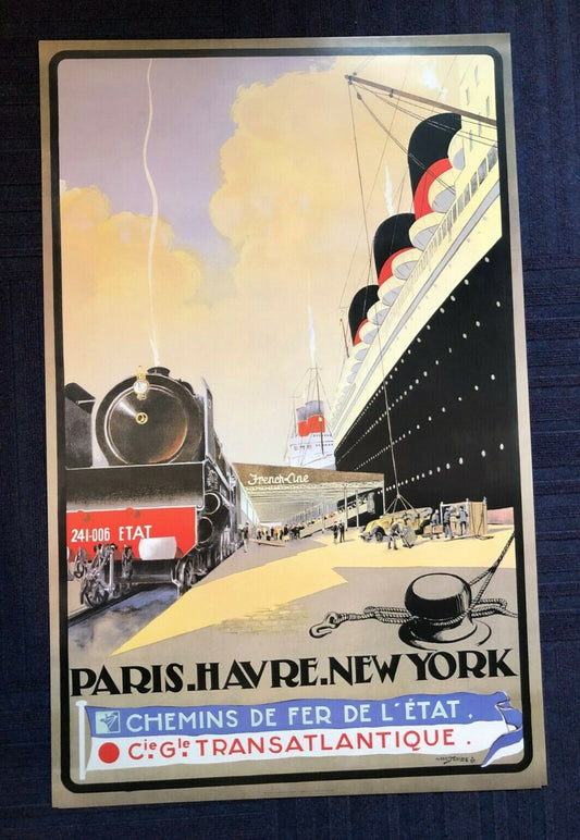 Paris, Havre, New York by Albert Sebille (Vintage Print, 61cm x 96.5cm)