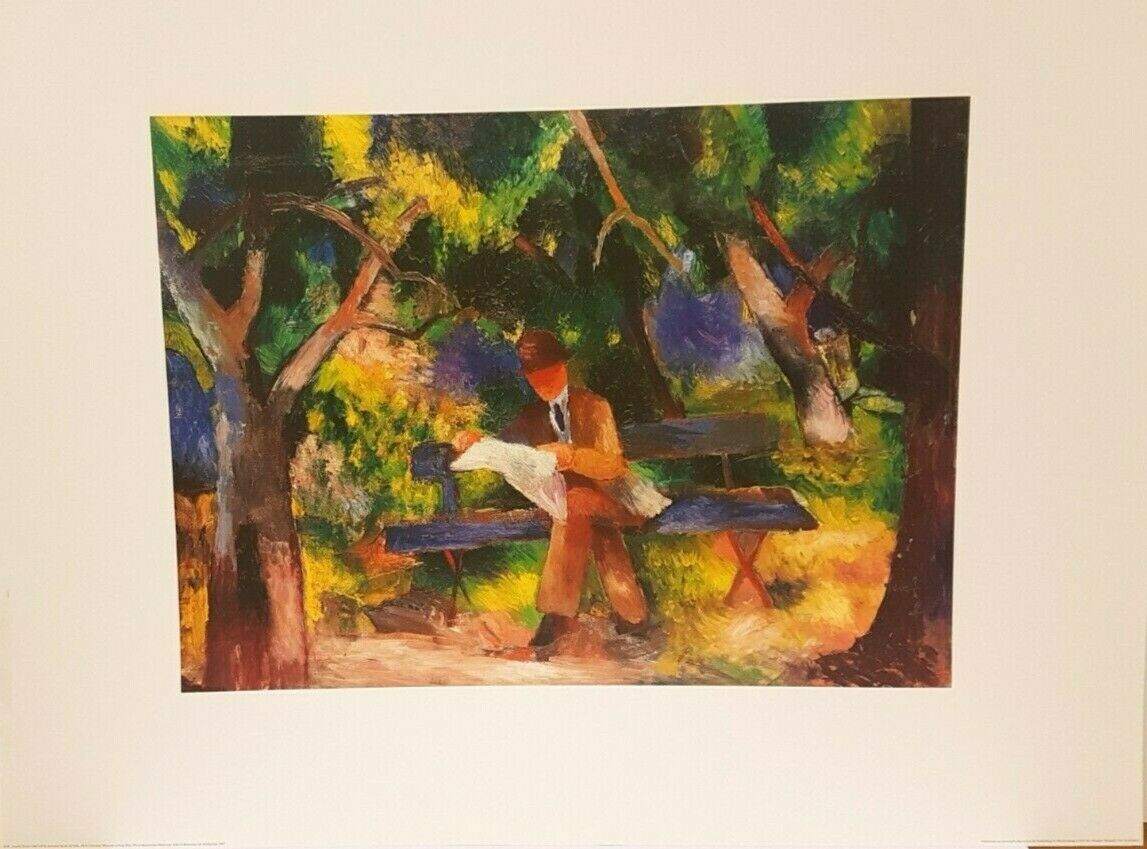 Lesender Mann im Park (Reading Man in the Park) by August Macke (80cm x 60cm)