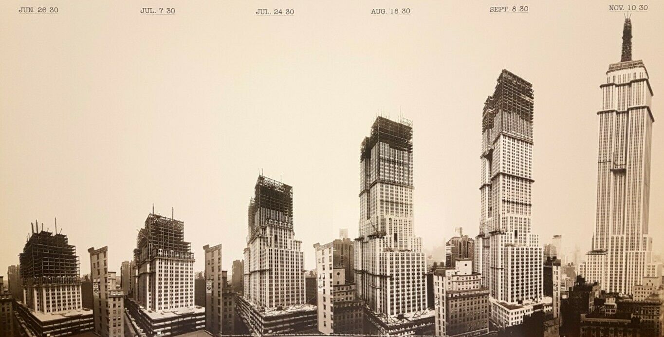 Construction of the Empire State Building (Retro Photography, 98cm x 50cm)