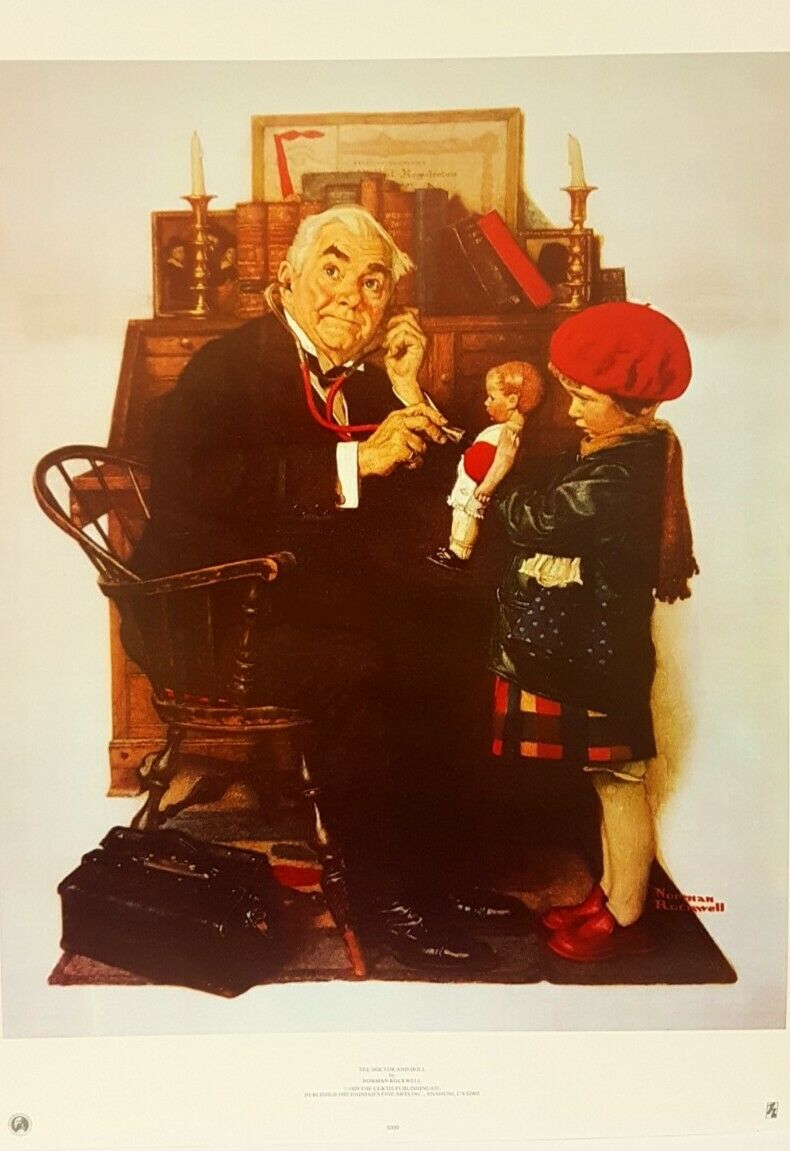 The Doctor and Doll by Norman Rockwell (Full Colour Print, 55cm x 74cm)